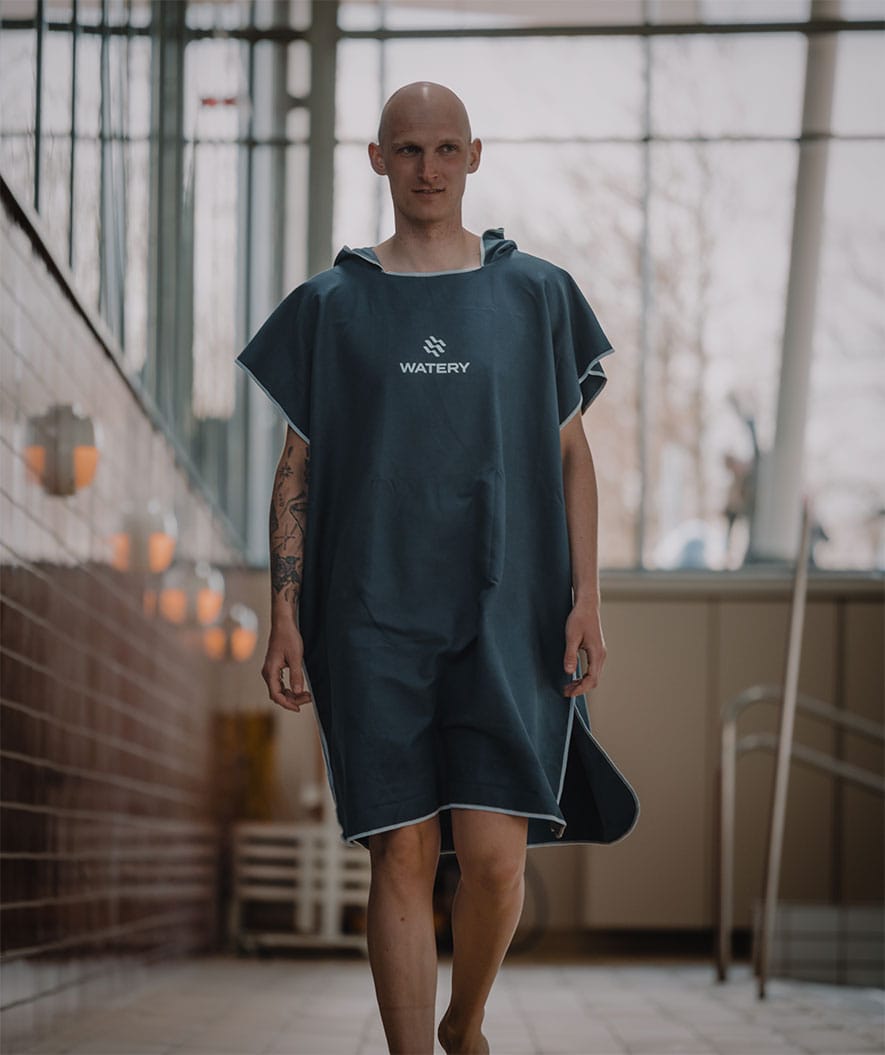 Watery ponczo kąpielowe dla dorosłych - Mikrofibra - Ciemnoniebieski