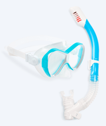 Watery zestaw maska + rurka do snorkelingu dla dzieci - Triton Full-dry - Jasnoniebieski