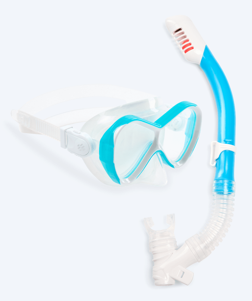Watery zestaw maska + rurka do snorkelingu dla dzieci - Triton Full-dry - Jasnoniebieski