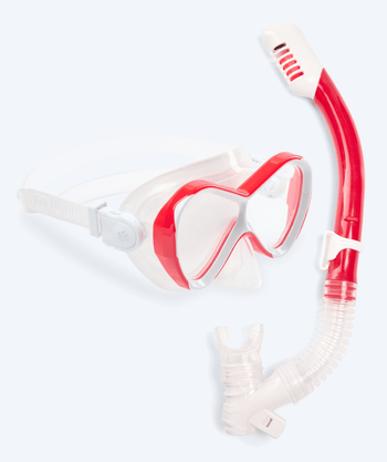 Watery zestaw maska + rurka do snorkelingu dla dzieci - Triton Full-dry - Czerwony