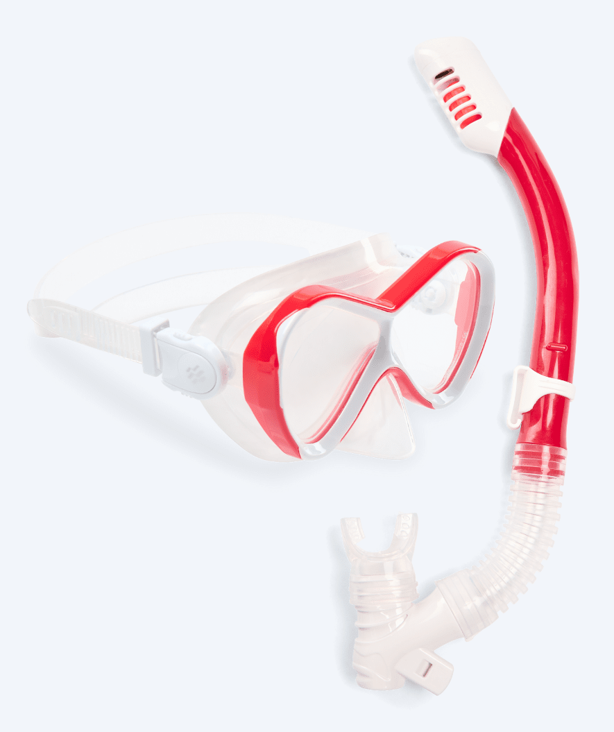 Watery zestaw maska + rurka do snorkelingu dla dzieci - Triton Full-dry - Czerwony