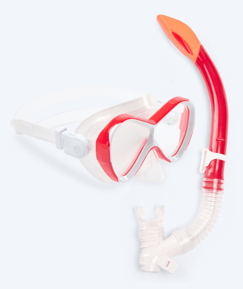 Watery zestaw maska + rurka do snorkelingu dla dzieci - Triton Semi-dry - Czerwony