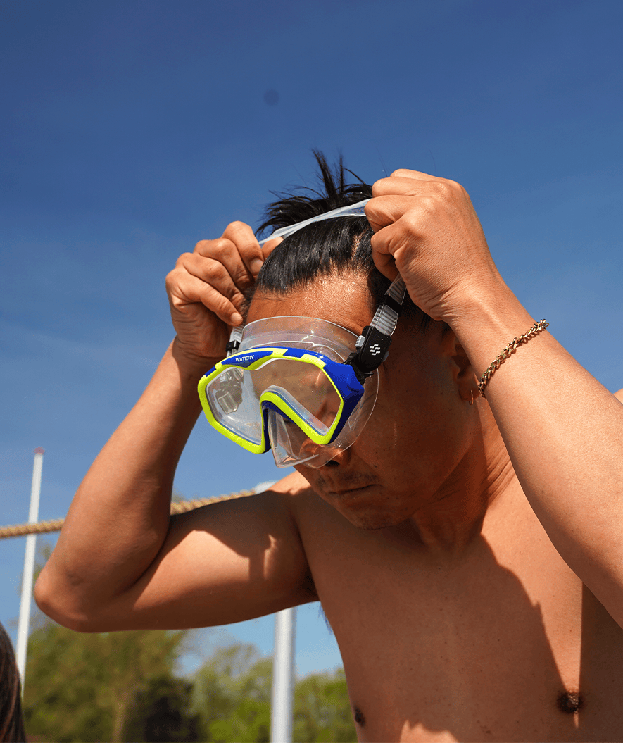 Watery zestaw maska + rurka do snorkelingu dla dorosłych (od 15 lat) - Leach Pro - Niebieski/Żółty