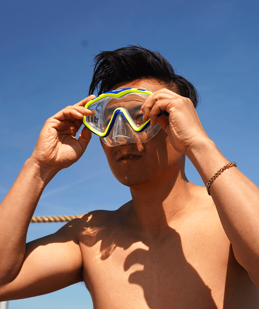 Watery zestaw maska + rurka do snorkelingu dla dorosłych (od 15 lat) - Leach Pro - Niebieski/Żółty