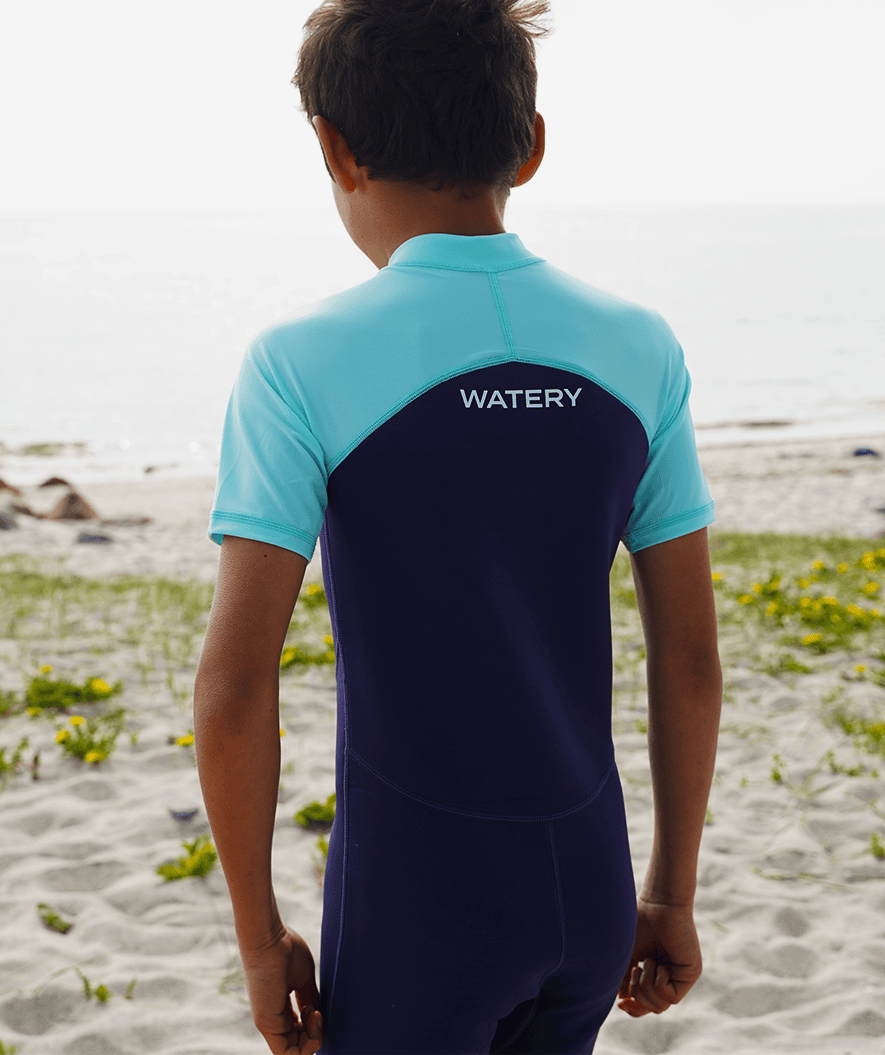 Watery kombinezon UV dla dzieci - Calypso Shorty - Ciemnoniebieski