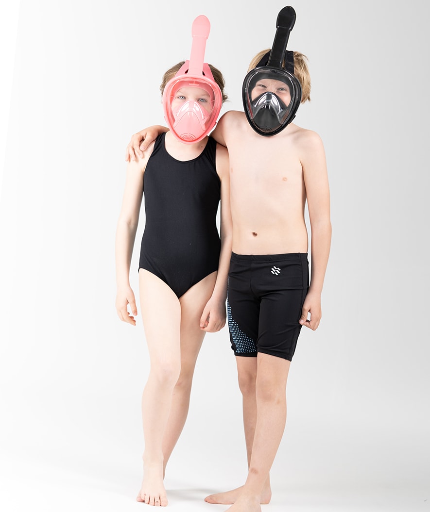 Watery pełnotwarzowa maska do snorkelingu dla dzieci - Oxygen - Czarny