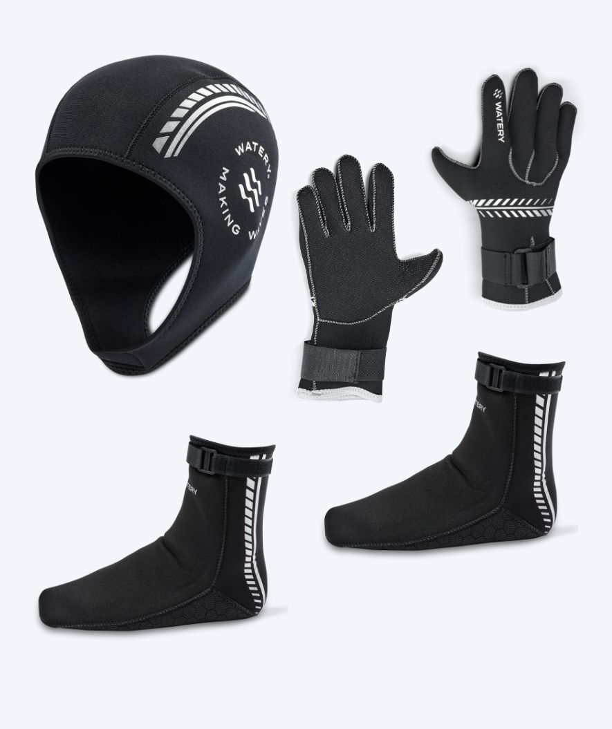 Watery zestaw neoprenowy - Thermal Reptile (3 mm) - Czarny/srebrny