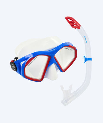 Aqualung zestaw maska i rurka do snorkelingu dla dorosłych - Combo Hawkeye - Niebieski/czerwony