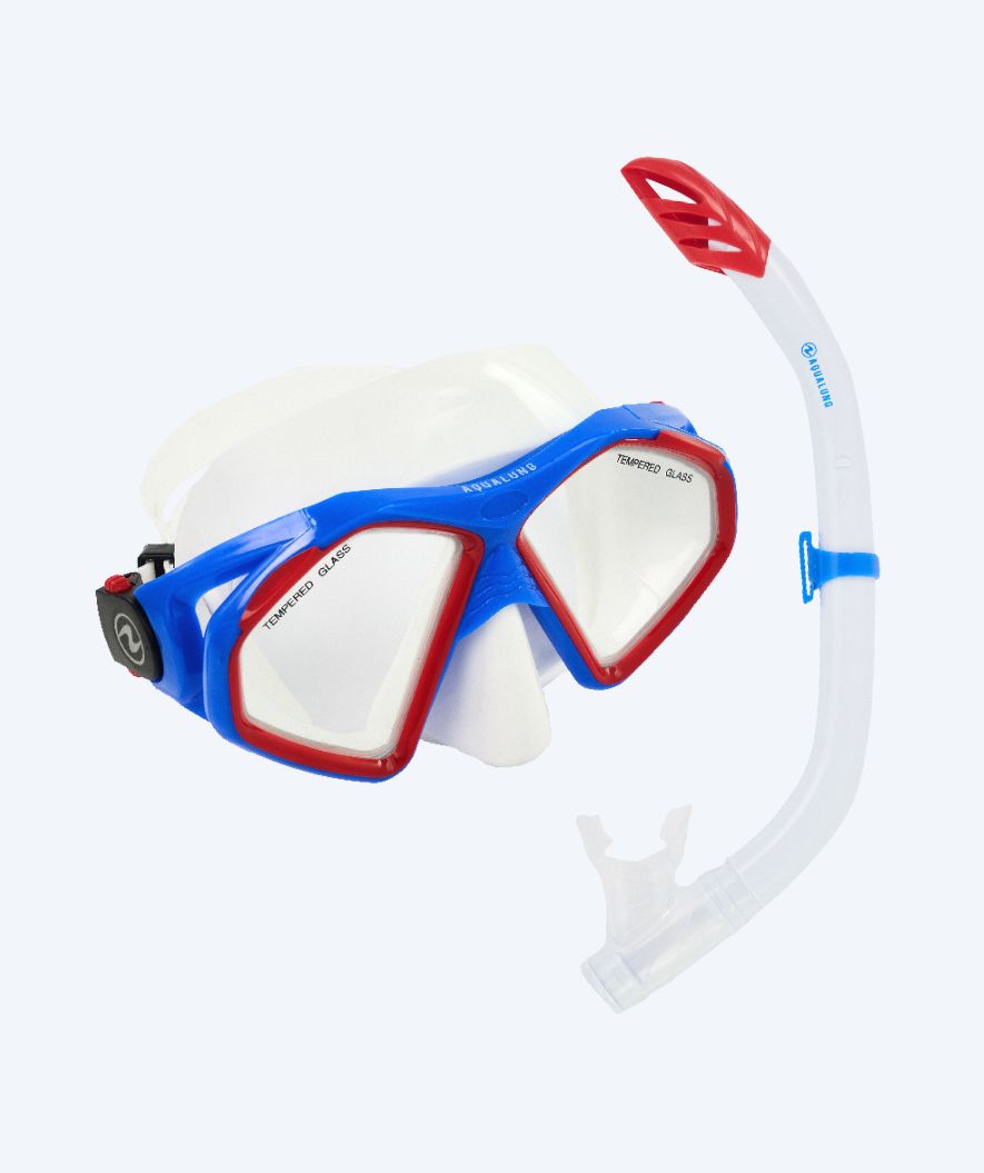 Aqualung zestaw maska i rurka do snorkelingu dla dorosłych - Combo Hawkeye - Niebieski/czerwony