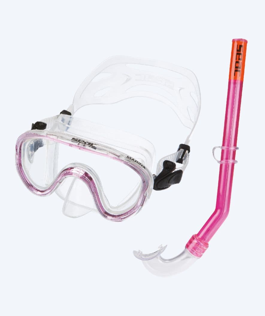 SEAC zestaw maska + rurka do snorkelingu dla dzieci (od 3 lat) - Marina - Różowy