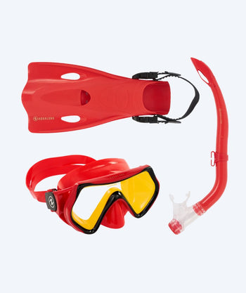 Aqualung Hero - Zestaw maska + rurka + płetwy do snorkelingu dla dzieci - Czerwony/zółty