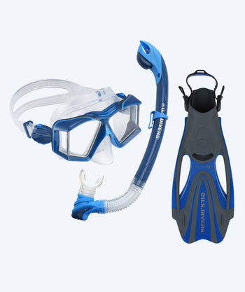 Aqualung zestaw maska + rurka + płetwy do snorkelingu dla dorosłych - Sideview || - Ciemnoniebieski/czarny