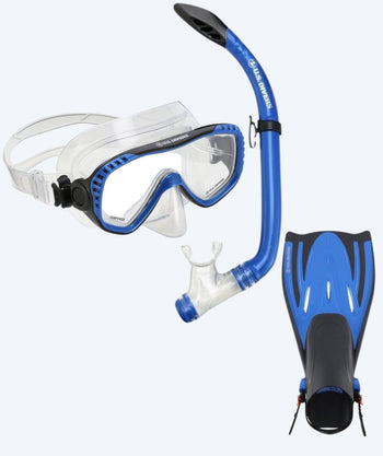 Aqualung zestaw maska + rurka + płetwy do snorkelingu dla dorosłych - Pakala - Niebieski/czarny