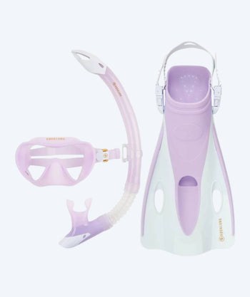 Aqualung zestaw maska + rurka + płetwy do snorkelingu dla dorosłych - Nabul - Fioletowy/biały