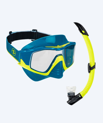 Aqualung zestaw maska + rurka do snorkelingu dla dorosłych - Vita - Ciemnoniebieski/żółty