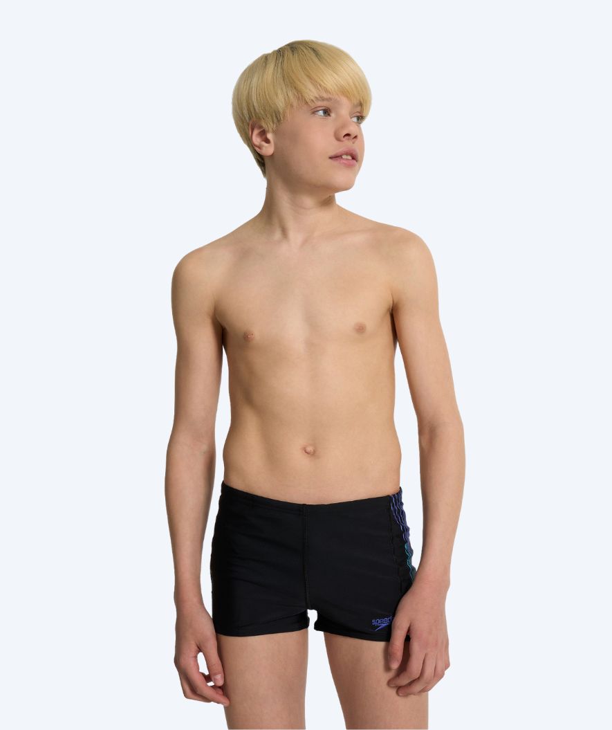 Speedo bokserki kąpielowe dla chłopców - Plastisol Placement - Czarny/niebieski