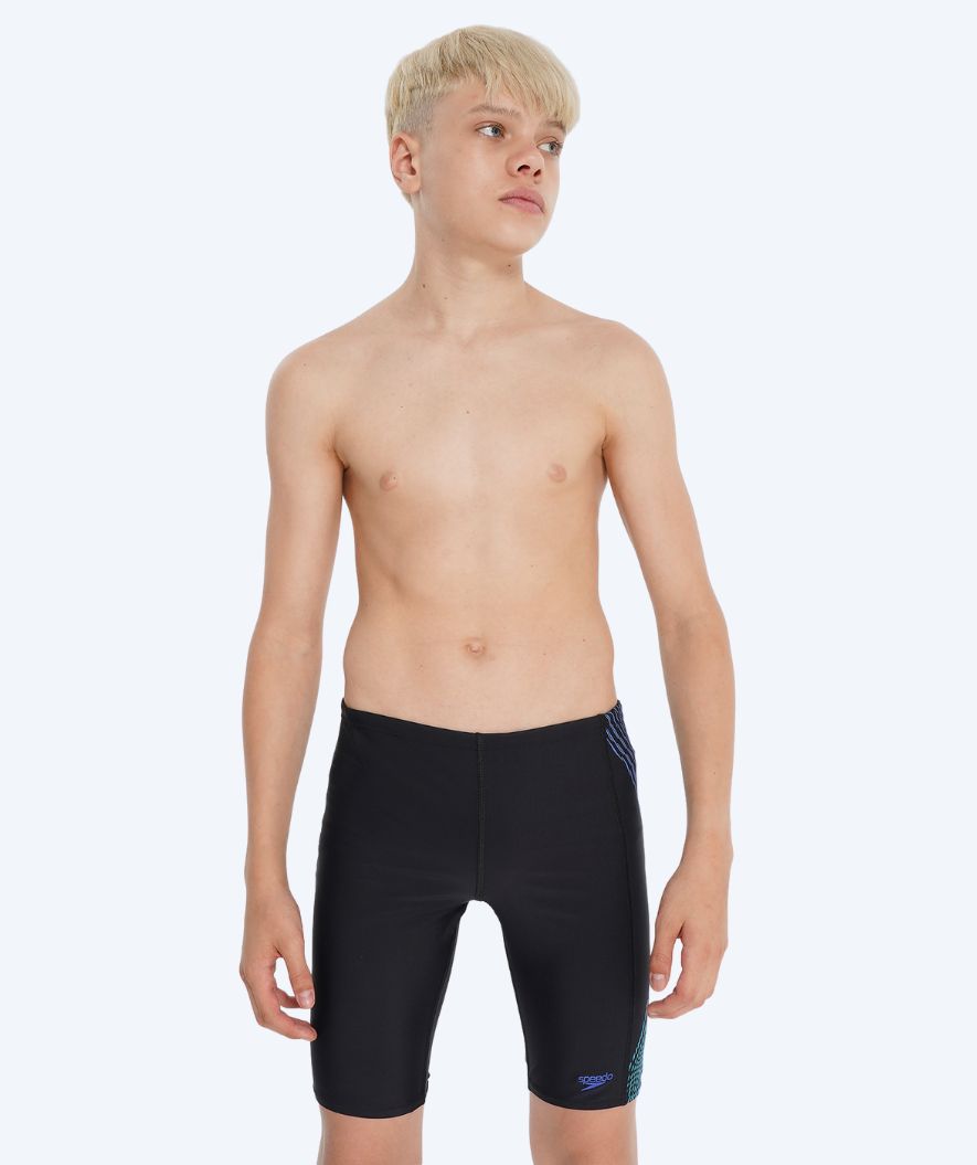 Speedo długie kąpielówki dla chłopców - Plastisol Placement - Czarny/ciemnoniebieski