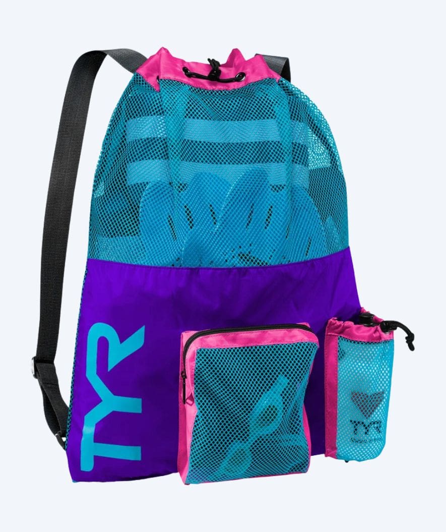 TYR worek pływacki z siatki - Big Mesh Mummy 40L - Fioletowy/niebieski