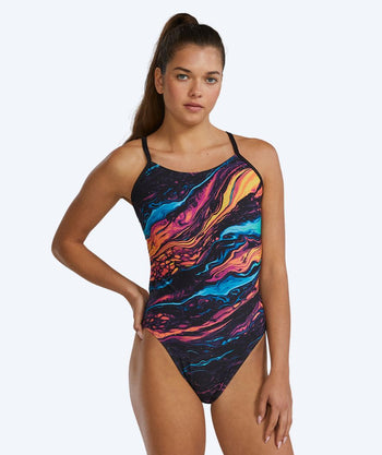 TYR strój kąpielowy dla kobiet - Durafast Elite Cutoutfit - Czarny/Wielokolorowy