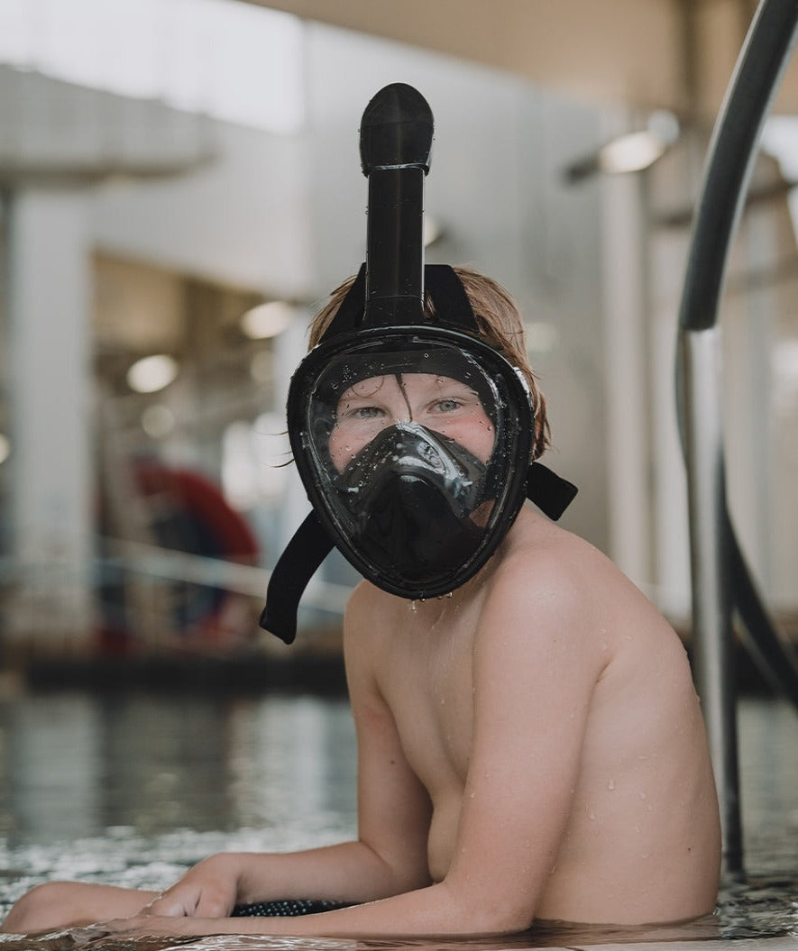Watery pełnotwarzowa maska do snorkelingu dla dzieci - Oxygen - Czarny