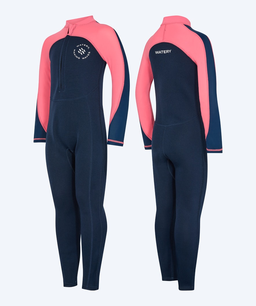 Watery kombinezon UV dla dzieci - Calypso Full-Body - Koralowy/ciemnoniebieski