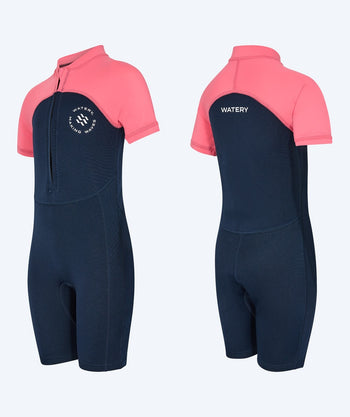 Watery kombinezon UV dla dzieci - Calypso Shorty - Koralowy/ciemnoniebieski