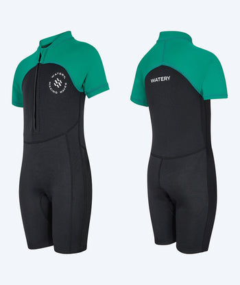 Watery kombinezon UV dla dzieci - Calypso Shorty - Zielono/czarny