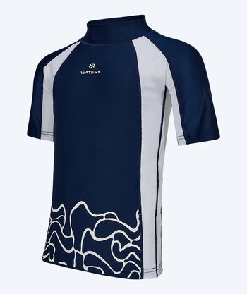 Watery koszulka UV dla dzieci - Chilton Rashguard z krótkimi rękawami - Ciemnoniebiesko/biała