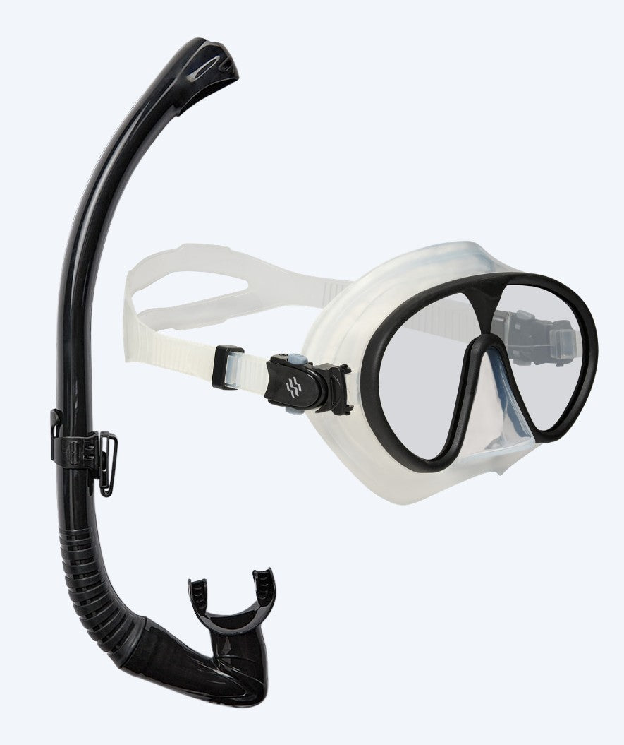 Watery zestaw maska i rurka do snorkelingu dla dorosłych - Chisa/Fenton Pro - Czarny/Przezroczysty