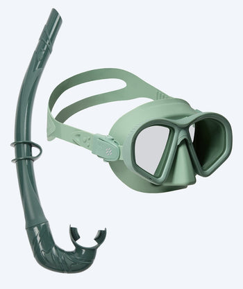 Watery zestaw maska i rurka do snorkelingu dla dorosłych - Douglas/Cliff - Zielony/Ciemnozielony