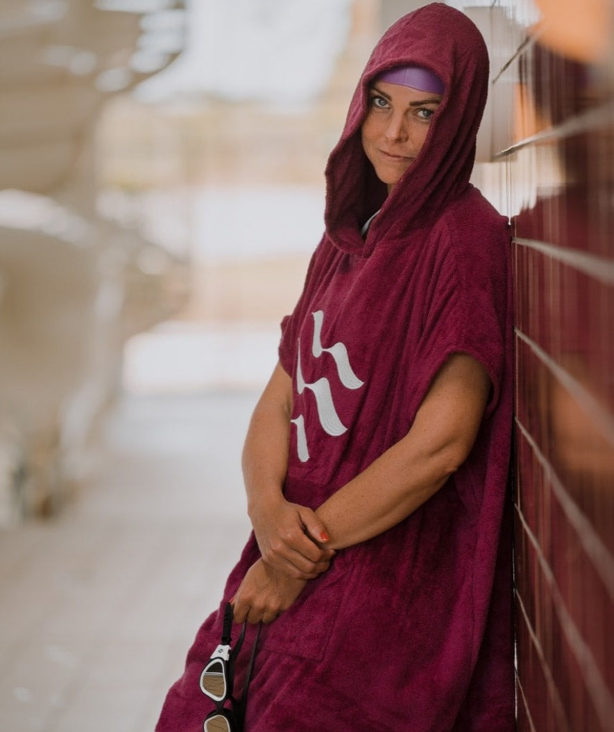 Watery ponczo kąpielowe dla dorosłych - Bawełna - Czarne