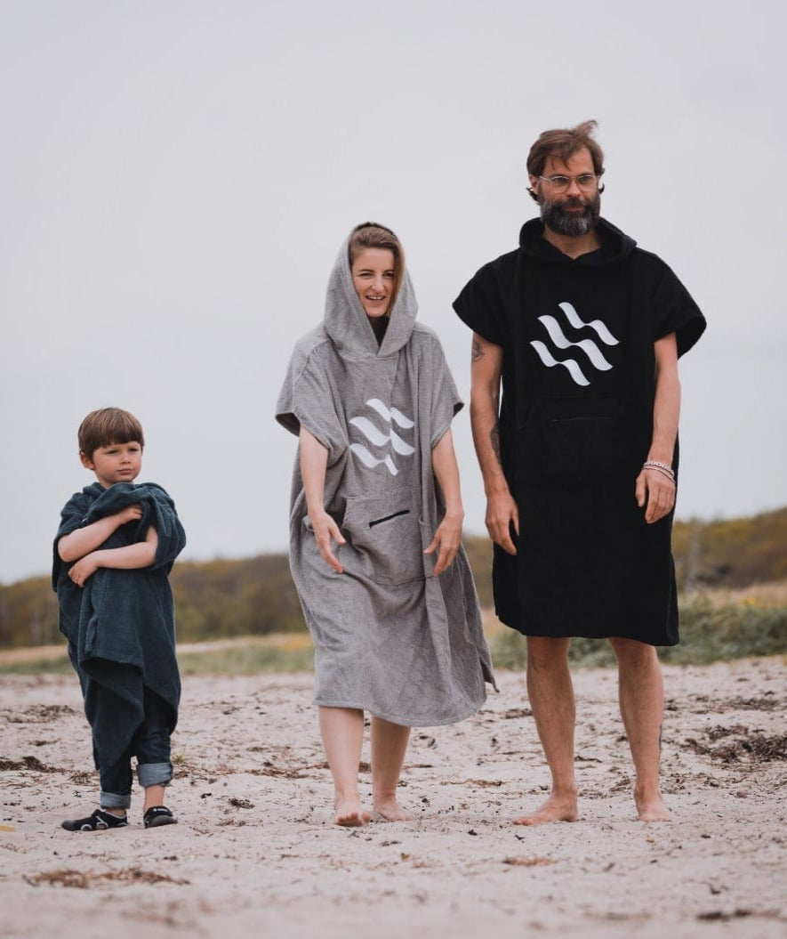 Watery ponczo kąpielowe dla dorosłych - Bawełna - Czarne