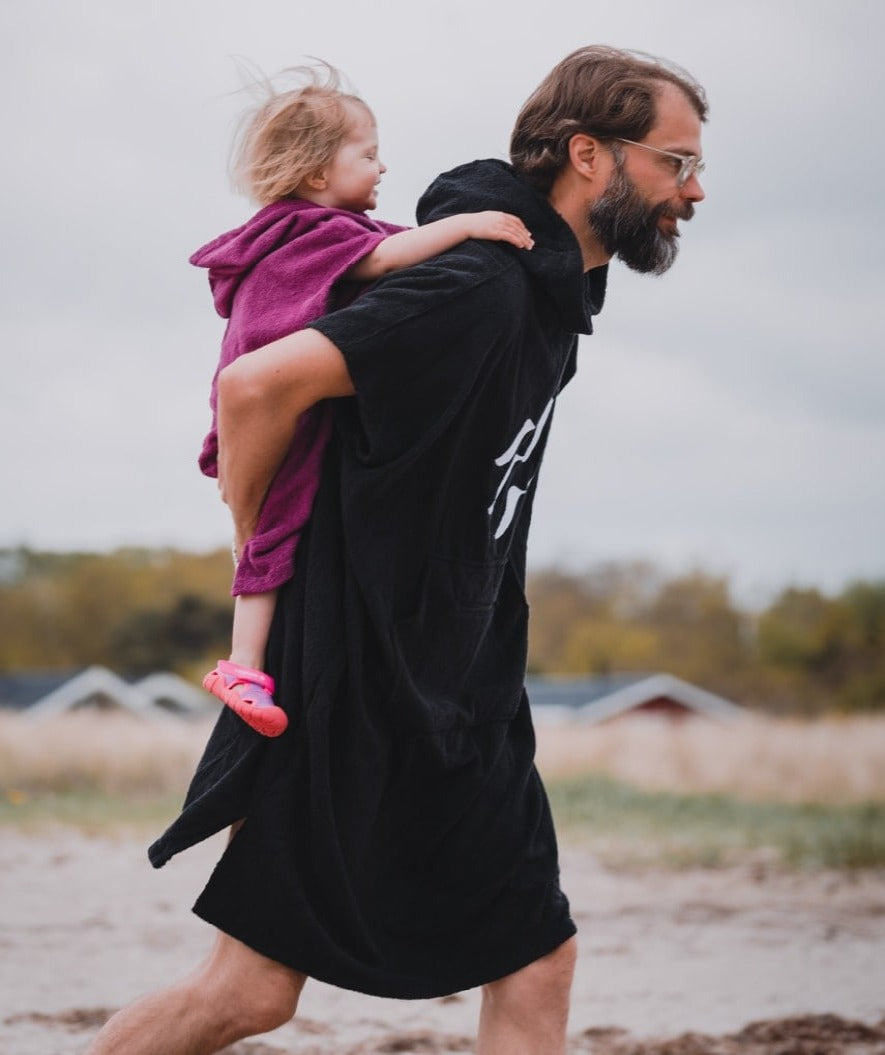 Watery ponczo kąpielowe dla dorosłych - Bawełna - Czarne