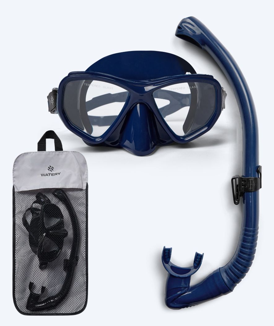 Watery zestaw maska + rurka do snorkelingu dla dorosłych (15+) - Fenton Pro - Ciemnoniebieski