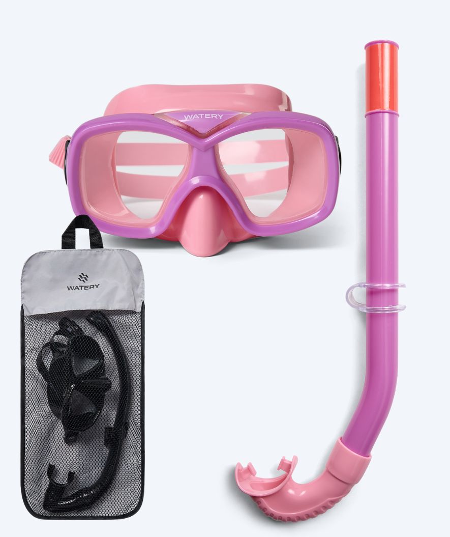 Watery zestaw maska + rurka do snorkelingu dla młodzieży (8-15) - Misu - Jasnoróżowy/fioletowy