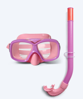 Watery zestaw maska + rurka do snorkelingu dla młodzieży (8-15) - Misu - Jasnoróżowy/fioletowy