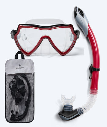 Watery zestaw maska + rurka do snorkelingu dla dorosłych (od 15 lat) - Nebula - Czarny/czerwony