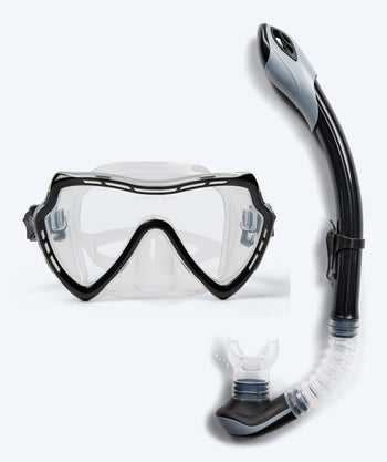 Watery zestaw maska + rurka do snorkelingu dla dorosłych (15+) - Nebula - Czarny