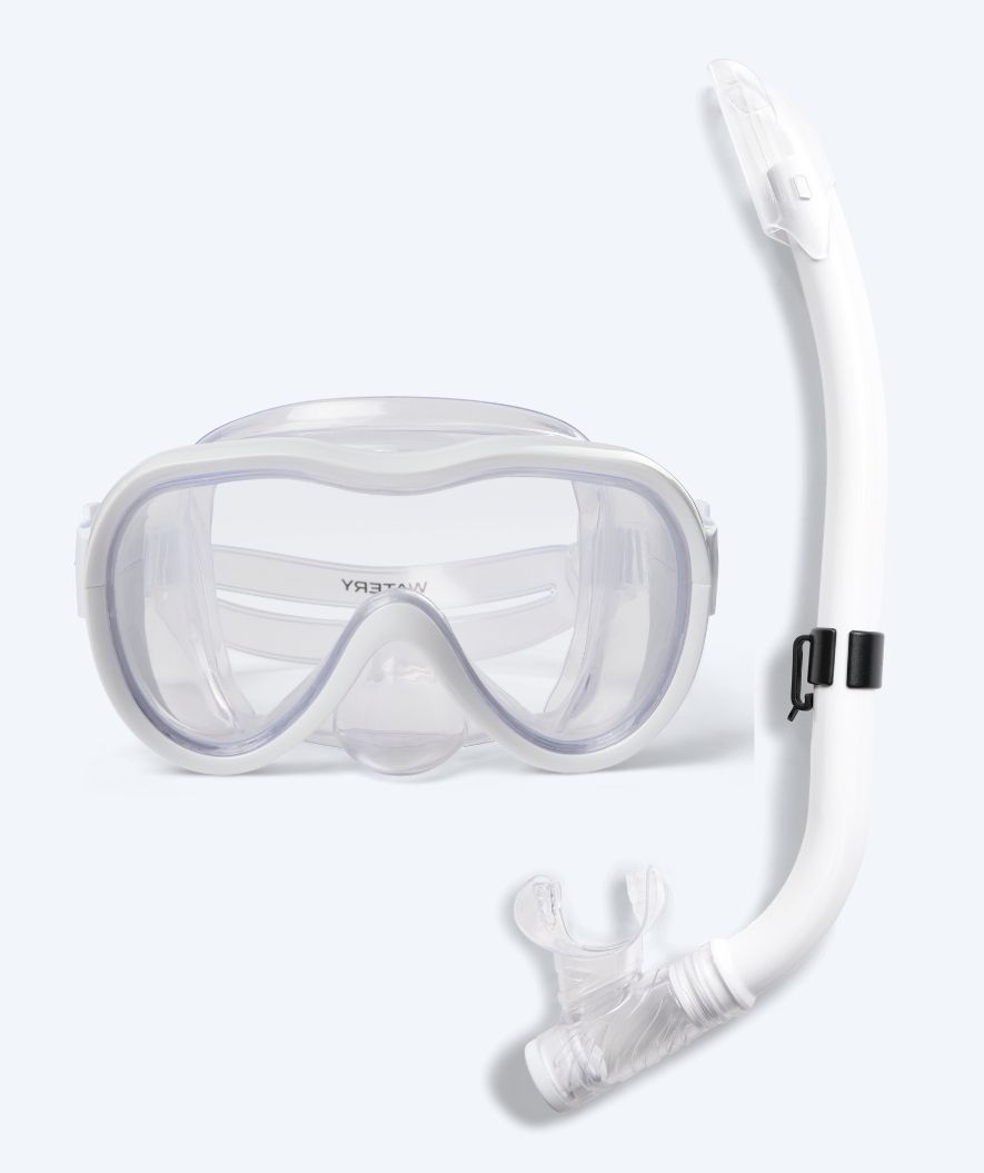 Watery zestaw maska + rurka do snorkelingu dla młodzieży (8-15) - Odine - Biały