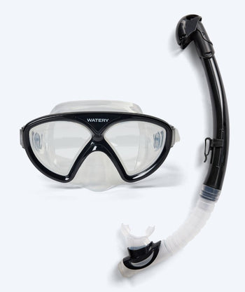 Watery zestaw maska + rurka do snorkelingu dla młodzieży (8-15) - Ohio - Czarny