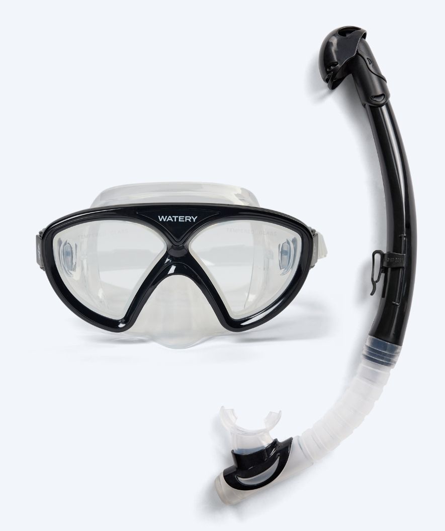 Watery zestaw maska + rurka do snorkelingu dla młodzieży (8-15) - Ohio - Czarny