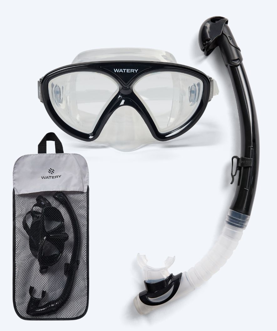 Watery zestaw maska + rurka do snorkelingu dla młodzieży (8-15) - Ohio - Czarny
