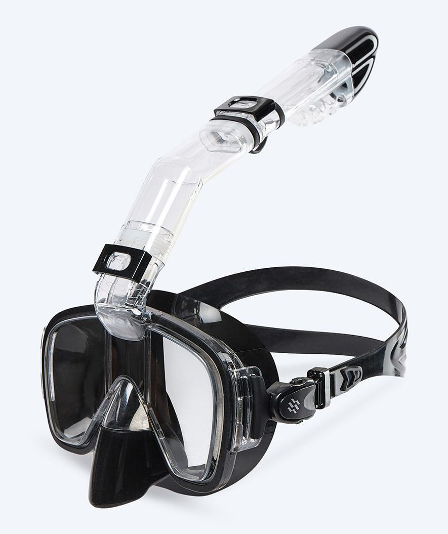 Watery pełnotwarzowa maska do snorkelingu dla dorosłych - Pearl - Czarny