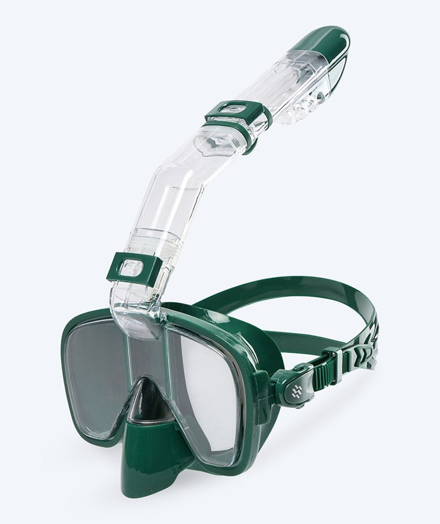 Watery pełnotwarzowa maska do snorkelingu dla dzieci - Pearl - Ciemnozielony