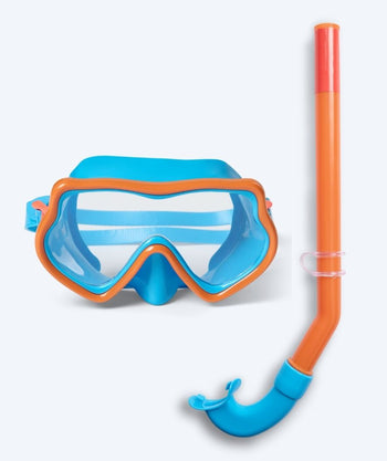 Watery zestaw maska + rurka do snorkelingu dla dzieci (4-10 lat) - Pulina - Niebieski/pomarańczowy