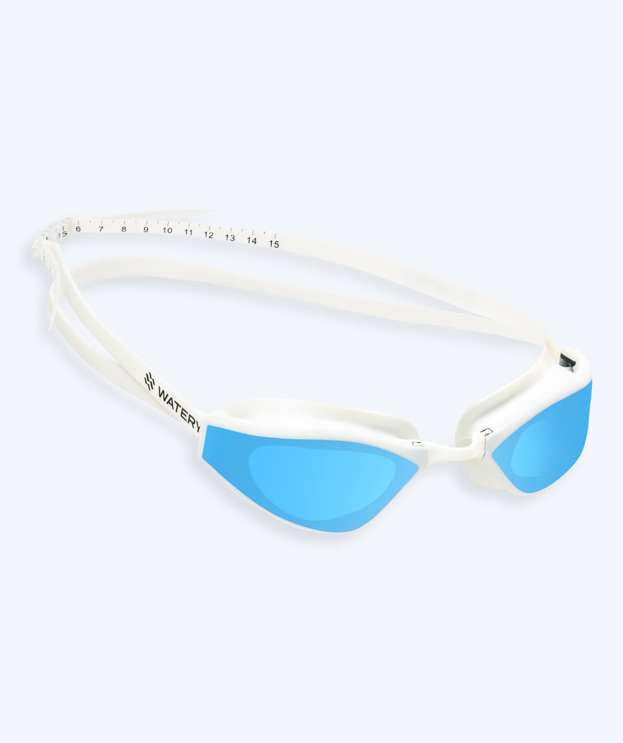 Watery Elite okulary do pływania - Storm Racer Mirror - Biały/niebieski