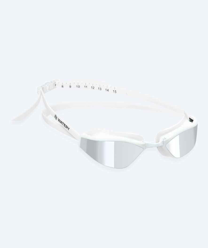 Watery Elite okulary do pływania - Storm Racer Mirror - Biały/srebrny