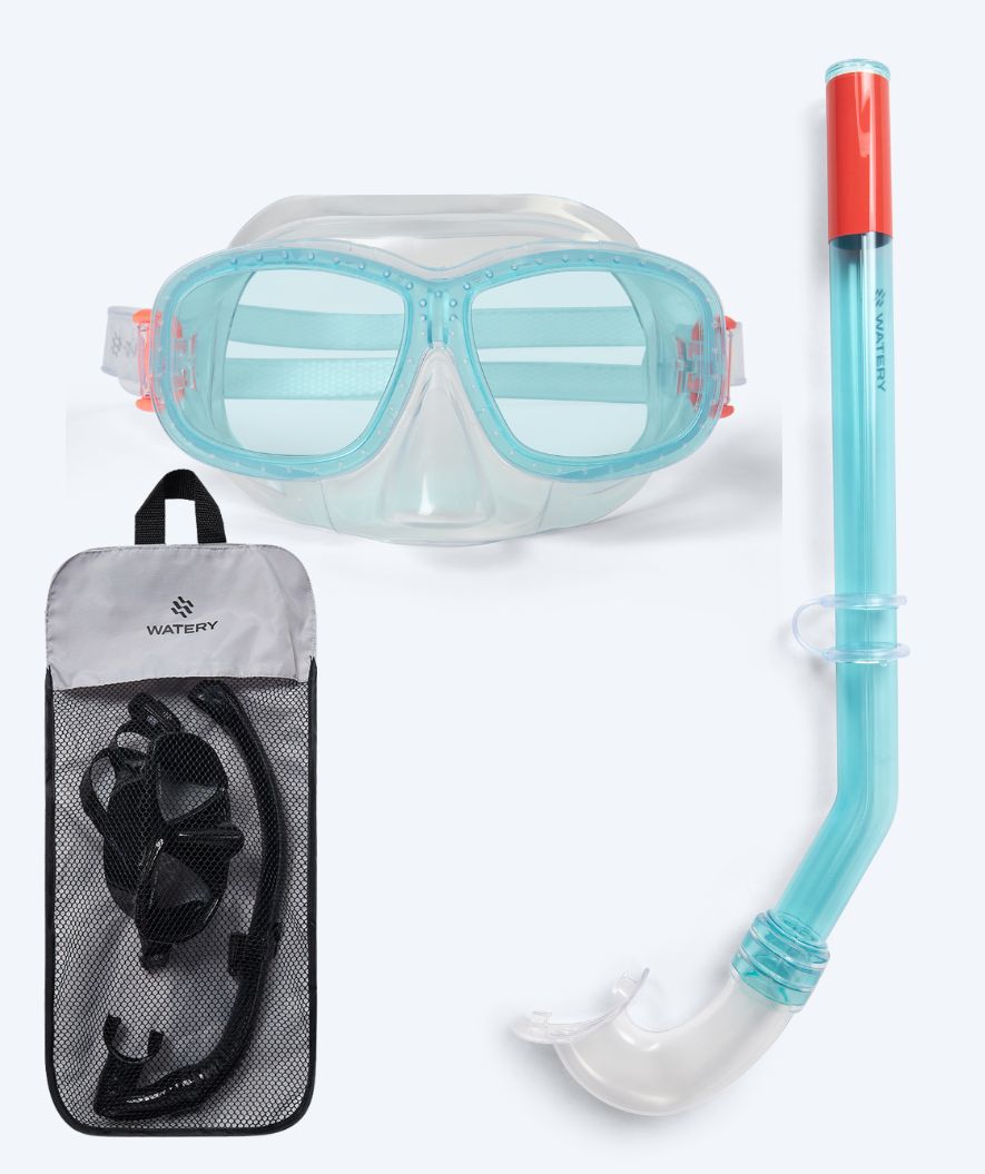 Watery zestaw maska + rurka do snorkelingu dla dzieci (4-10 lat) - Wyre - Biały/niebieski