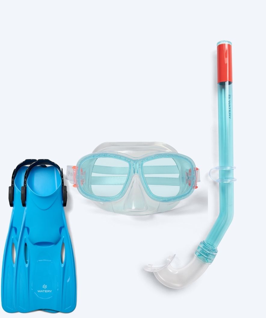 Watery zestaw maska, rurka i płetwy do snorkelingu dla dzieci (4-10) - Wyre/Fleetwood - Biały/niebieski