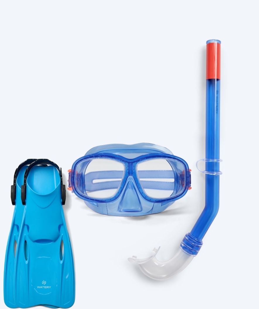 Watery zestaw maska, rurka i płetwy do snorkelingu dla dzieci (4-10) - Wyre/Fleetwood - Ciemnoniebieski/niebieski
